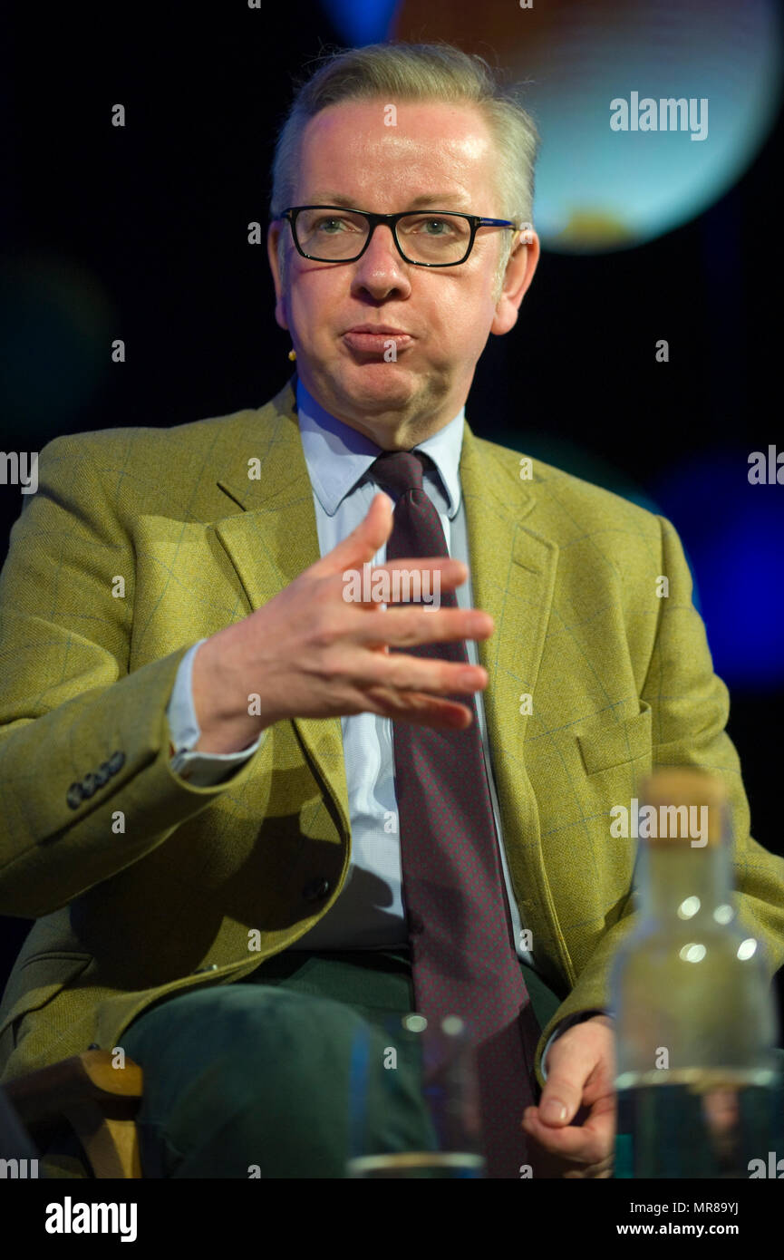 Michael Gove MP, Secretary of State for the Environment, Food and Rural Affairs speaking at Hay Festival 2018, Hay on Wye, Powys, Wales, UK Stock Photo