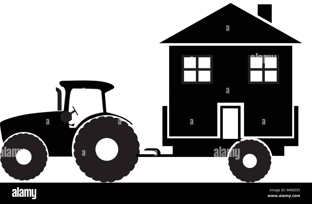 Tactor delivers the house silhouette vector illustration Stock Vector