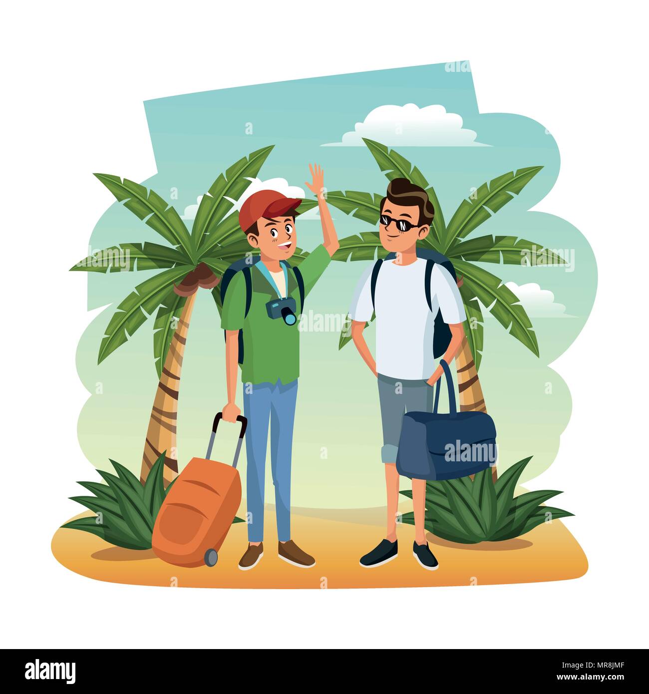 Male friends at beach Stock Vector Image & Art - Alamy
