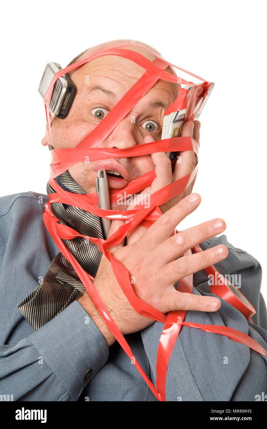 The frustration of red tape, concept. Stock Photo