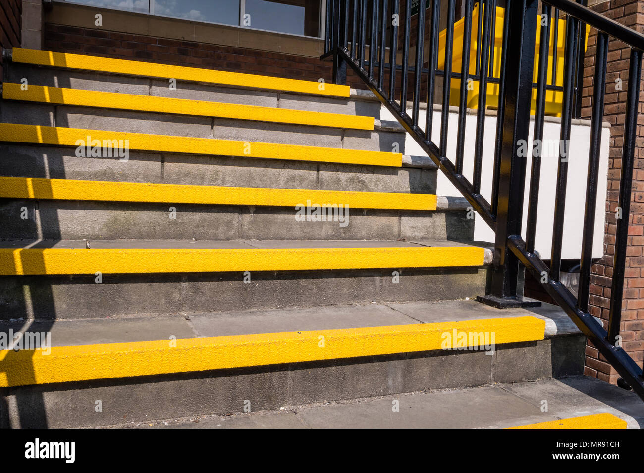Safety, yellow, staircase, Stock Photo