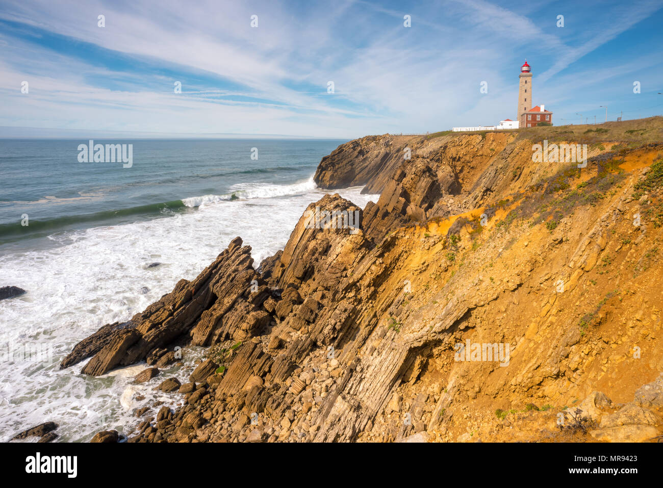 Lighthouse at Atlantic coast in Portugal Stock Photo