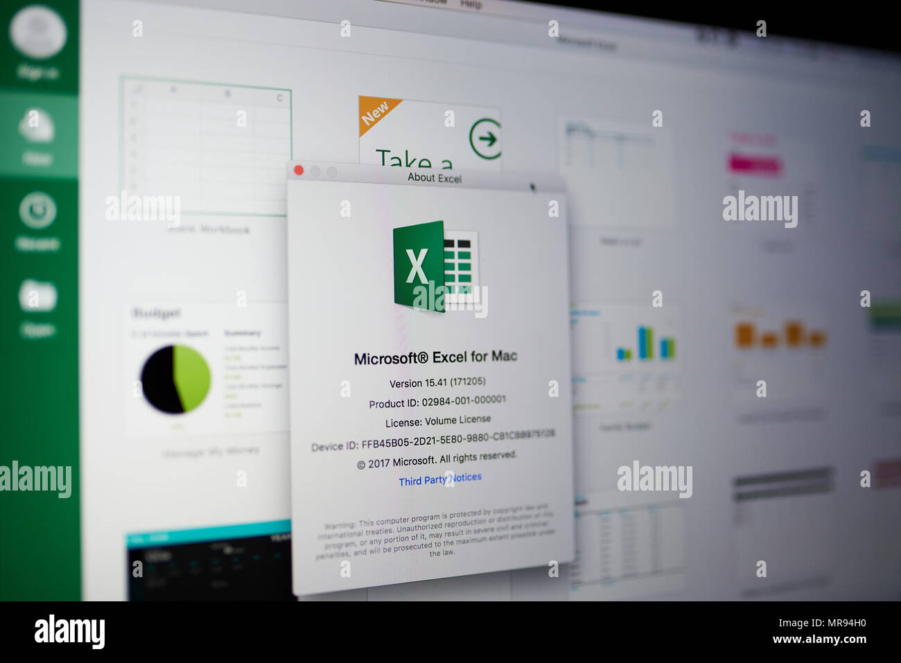 New york, USA - May 25, 2018: Microsoft excel menu on laptop screen close up Stock Photo