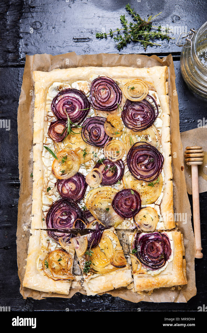 Leek & Onion Puff Pastry Tart - This Healthy Table