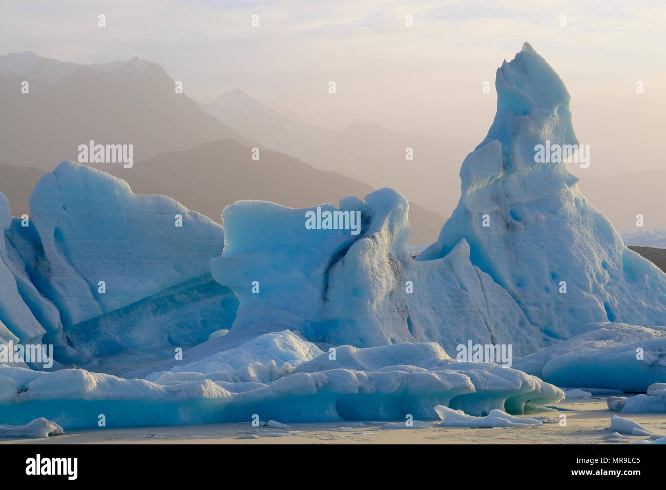 Icebergs in the Knik Glacier Lagoon Stock Photo