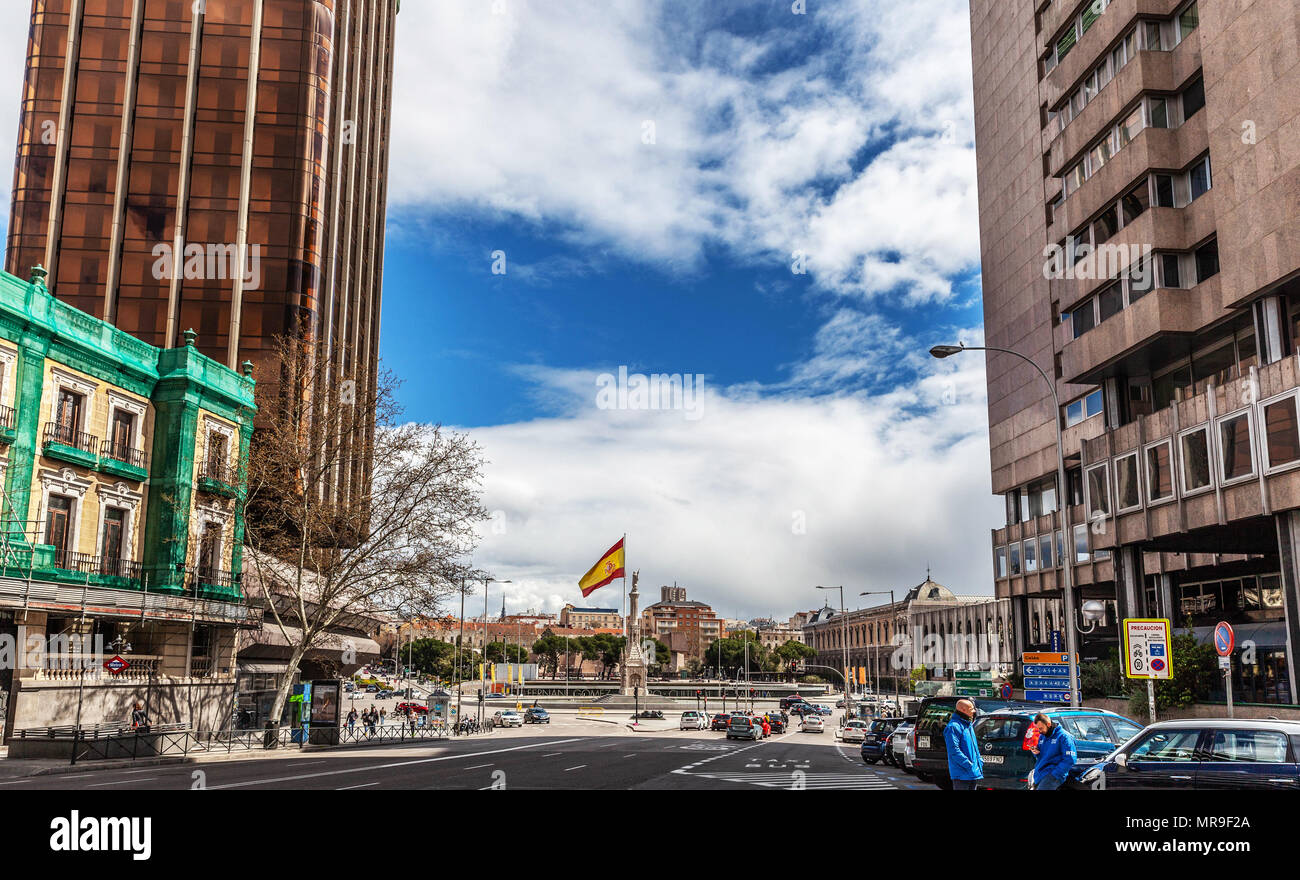 View of Plaza Colón from Calle Génova, Madrid, Spain. Stock Photo