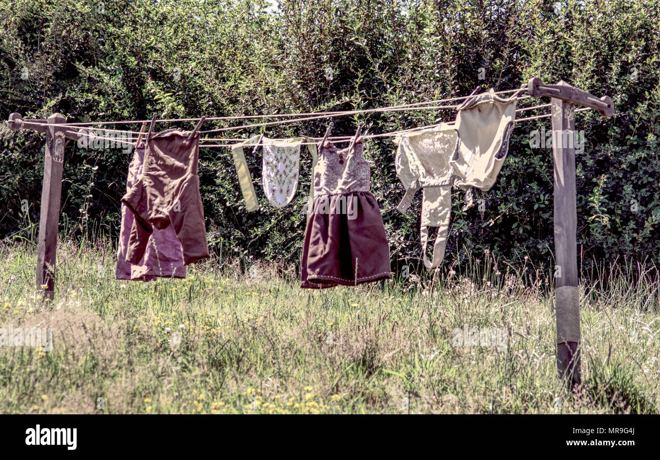 hobbit clothings in Hobbiton, Nz Stock Photo