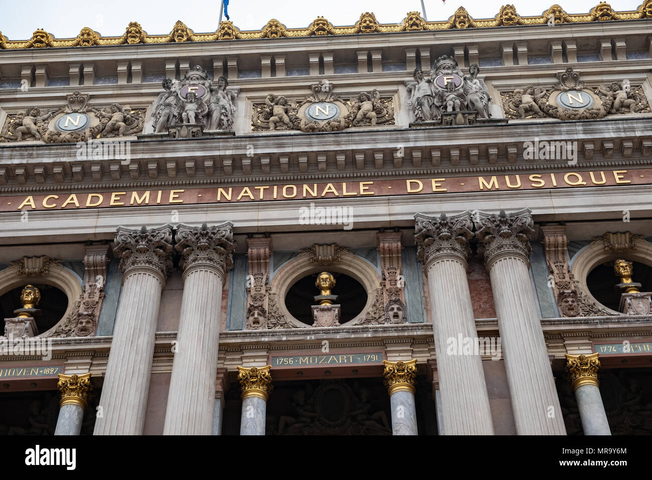 The National Academy of Music, Academie Nationale De Musique, is located within the Paris Opera House. Stock Photo