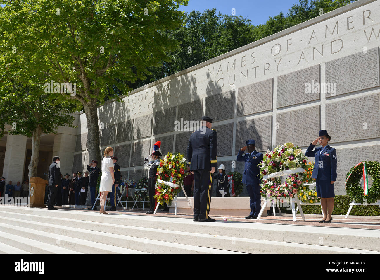 Laying of memorial wreaths, during the Memorial Day ceremony at the ...