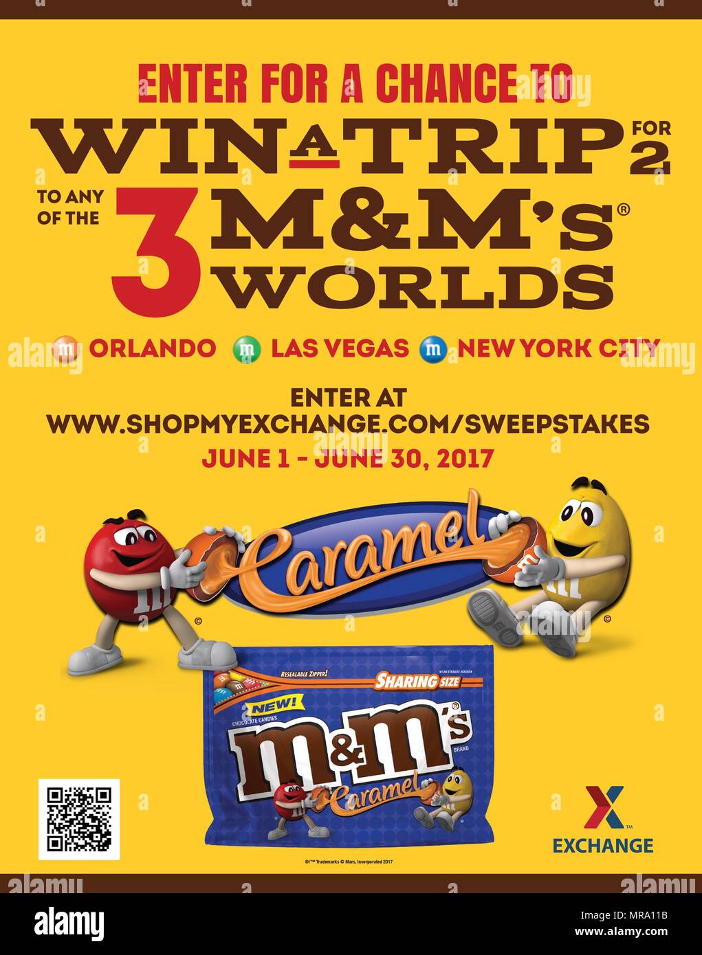 Authorized Exchange shoppers worldwide can enter the M&M’s World Sweepstakes June 1 to June 30 for a chance to win a trip for two to one of three M&M's World Locations. Stock Photo