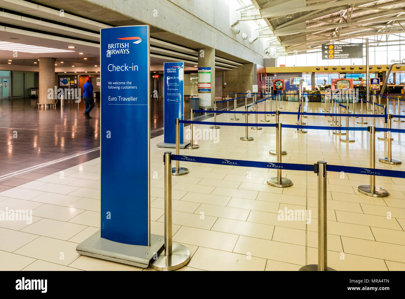 Larnaca, Cyprus. May 2018. A view of the  British airways check in area of the departures terminal  at Larnaca airport, Cyprus, Stock Photo