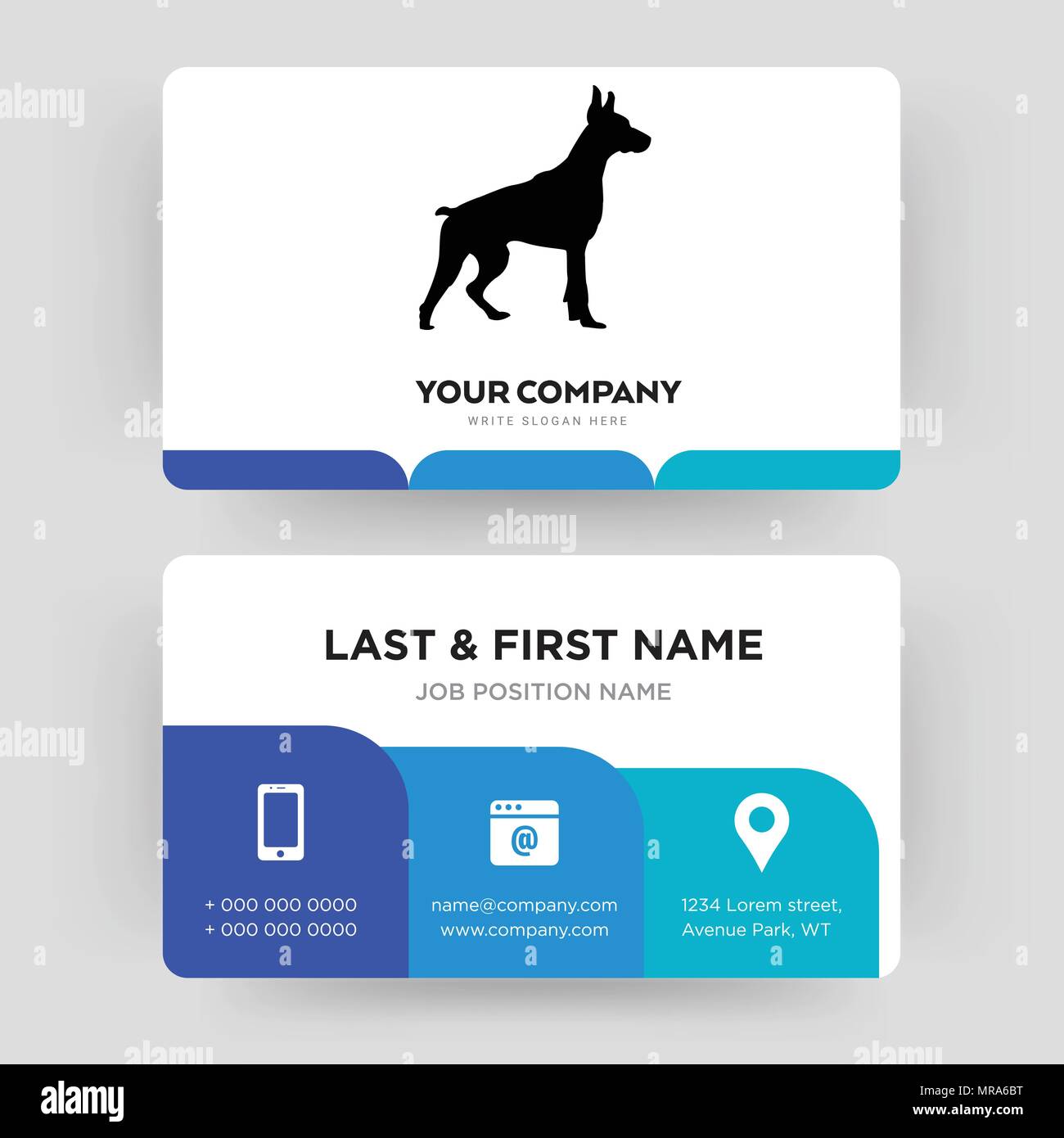 doberman, business card design template, Visiting for your company, Modern Creative and Clean identity Card Vector Stock Vector