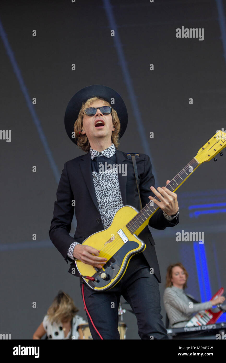 London, UK, 25 May 2018. Beck Hansen, known professionally as Beck, is an American singer, songwriter, rapper, record producer, and multi-instrumentalist. He is mostly known for his musical composition, as well as a palette of sonic genres. Credit: Darron Mark/Alamy Live News Stock Photo