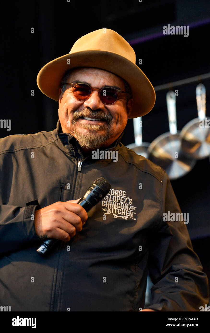 Napa Valley, California, May 25, 2018,  Comedian George Lopez on the Williams and Sonoma Culinary Stage Stage at the 2018 BottleRock Festival in Napa California, Credit: Ken Howard/Alamy Live News Stock Photo
