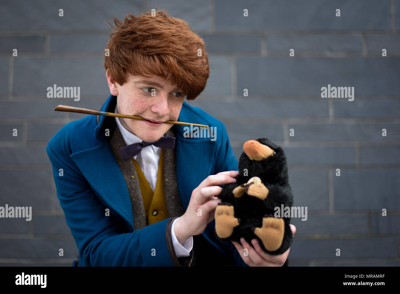 London, UK. 26 May 2018. A man dressed as Newt Scamander from Fantastic