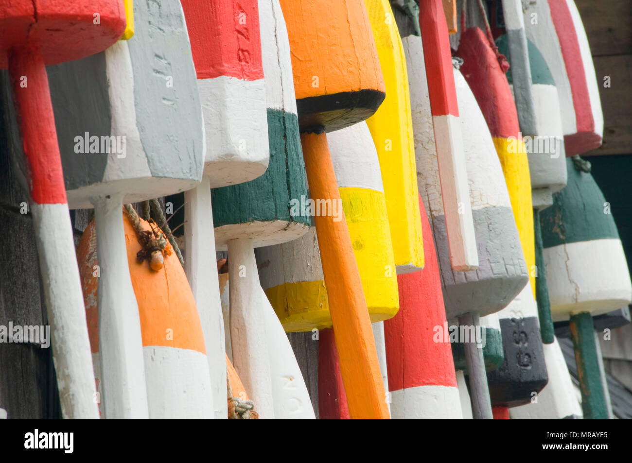 Lobster pot buoys, Seal Cove, Maine Stock Photo Alamy