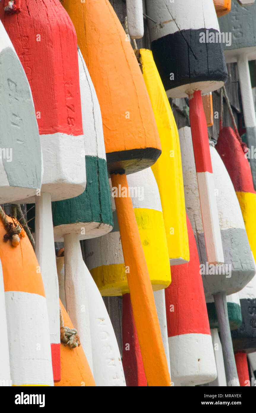 Lobster pot buoys, Seal Cove, Maine Stock Photo Alamy