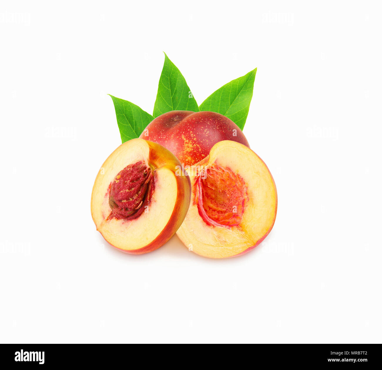 Peaches (nectarine) isolated on white Stock Photo