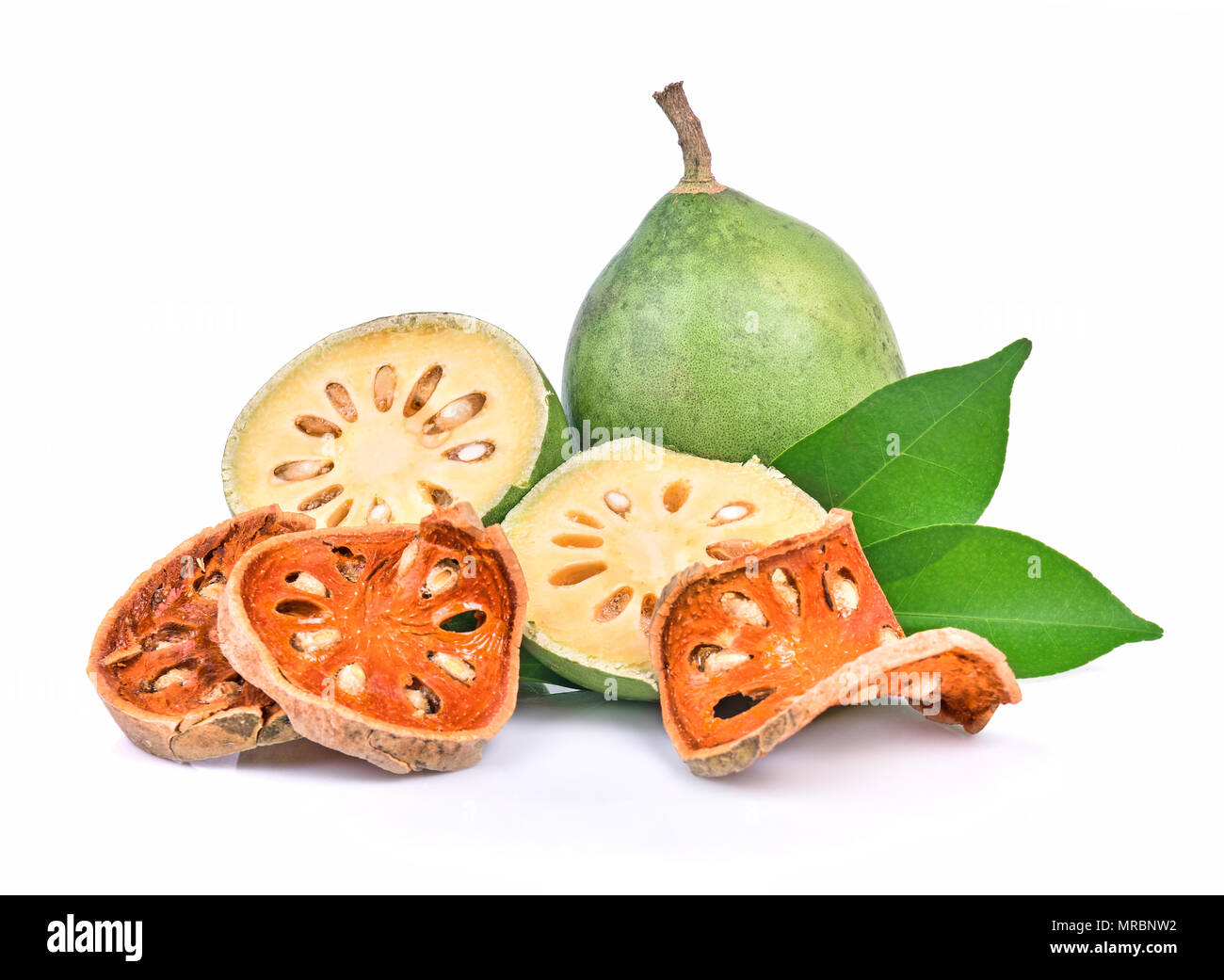 Medicinal Bael fruits isolated on white background Stock Photo Alamy