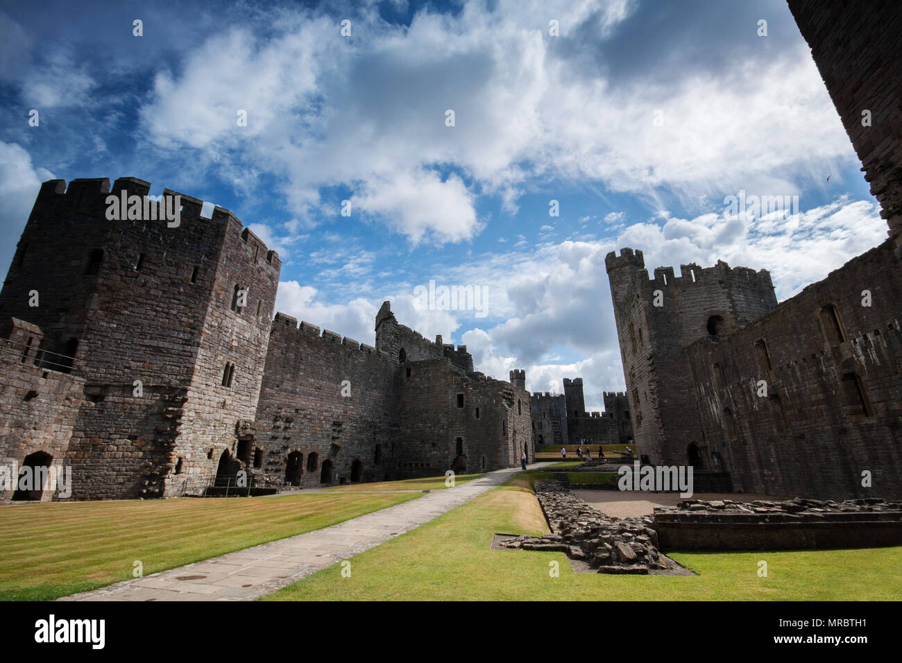Inner courtyard of Caernarfon castle in North Wales, UK. Stock Photo