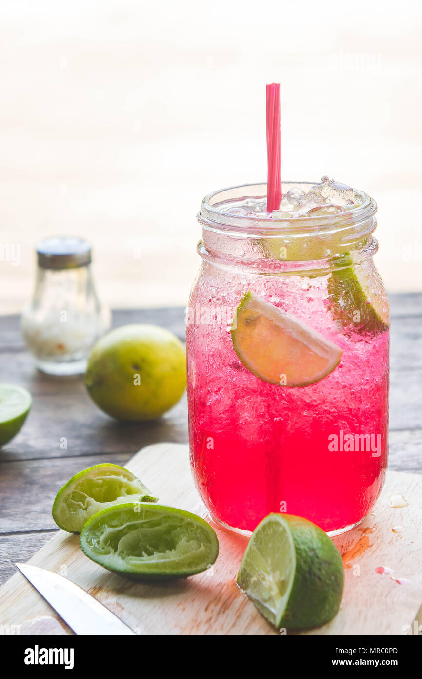 Red Lime Soda Soda beverage A mixture of Red nectar, salt, lemon and soda mixed together to
