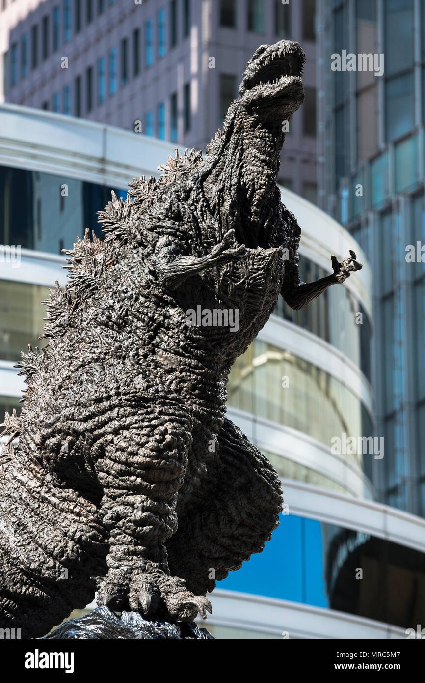 New Godzilla statue in Ginza, Tokyo Stock Photo