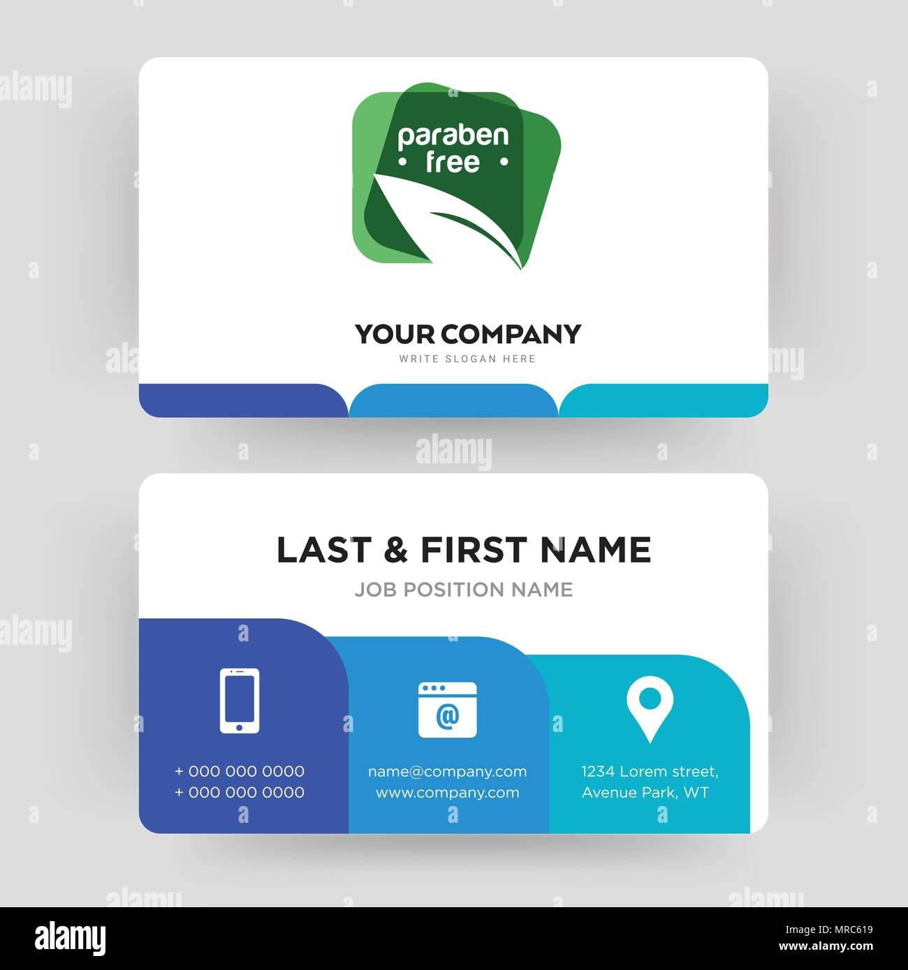paraben free, business card design template, Visiting for your company, Modern Creative and Clean identity Card Vector Stock Vector