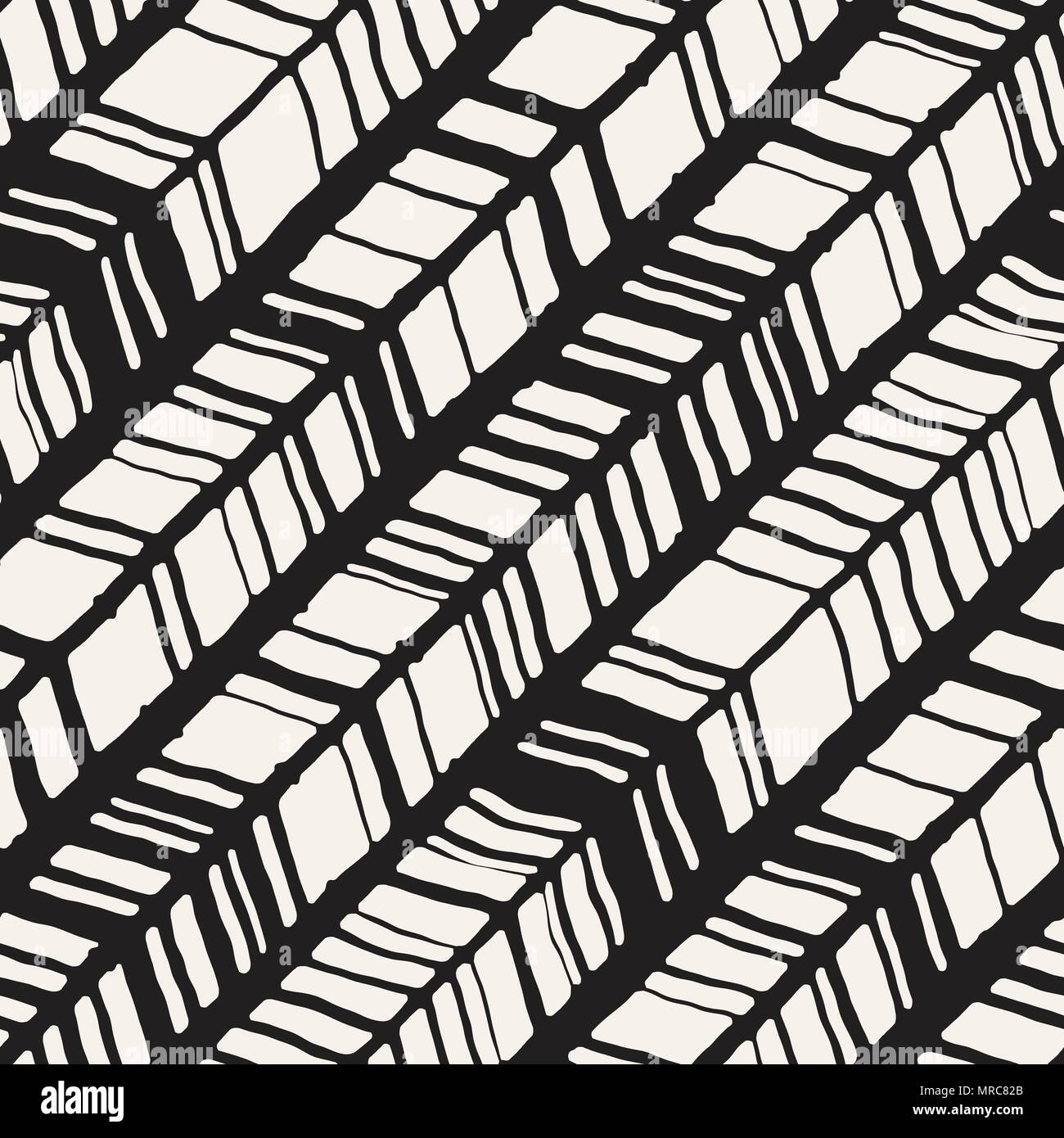Vector seamless freehand pattern. Doodle monochrome print with hand ...