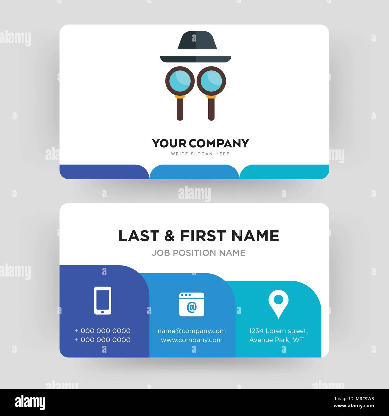 private detective, business card design template, Visiting for Inside Spy Id Card Template