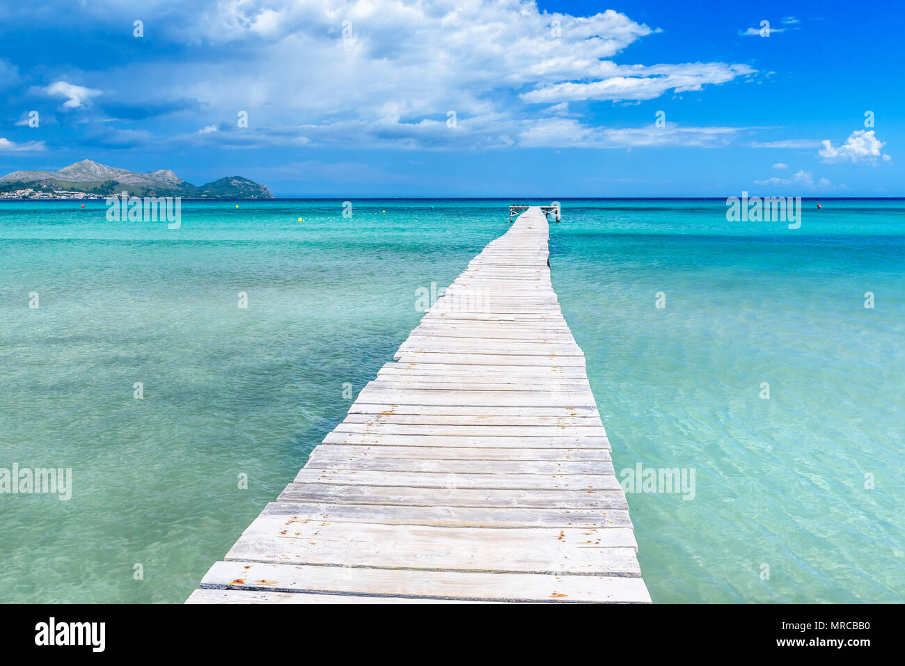 Pier at Playa Muro - Mallorca, balearic island of spain Stock Photo