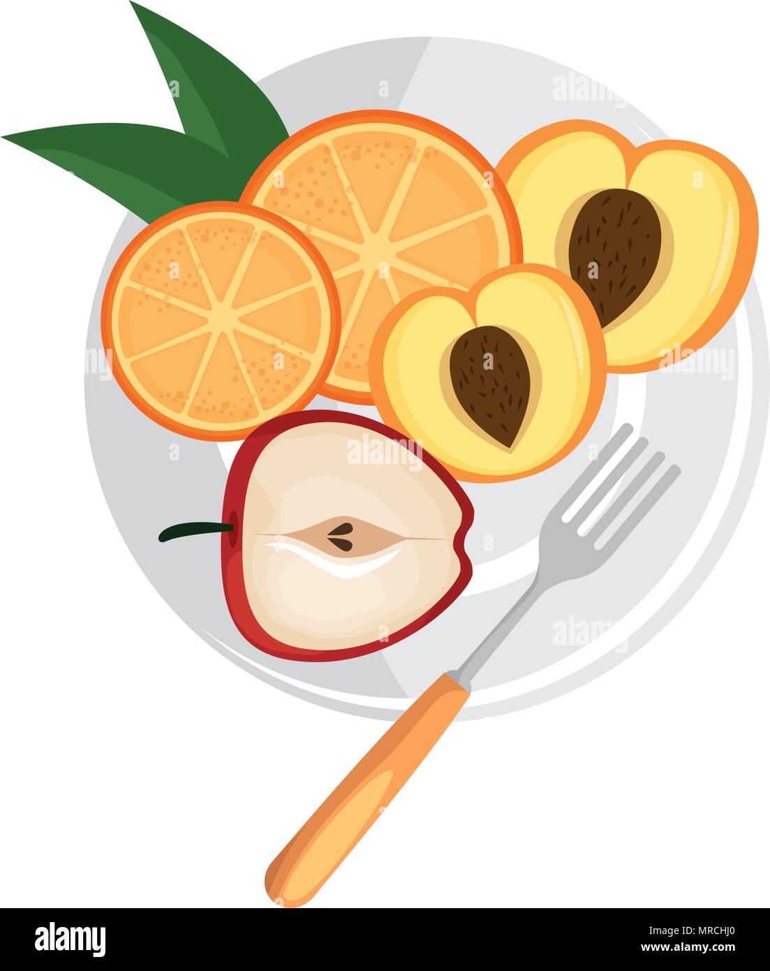 delicious set fruits in dish healthy food Stock Vector Image & Art - Alamy
