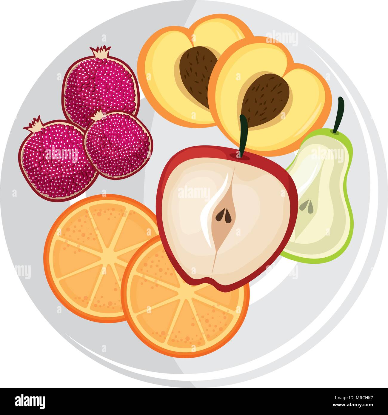 delicious set fruits in dish healthy food Stock Vector Image & Art - Alamy