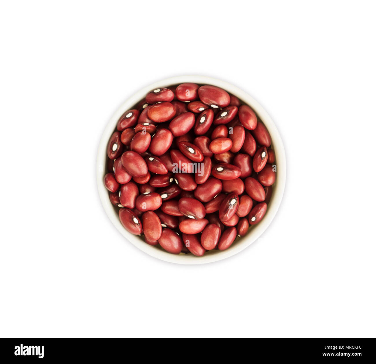 Kidney beans isolated on white background. Top view. Red kidney beans