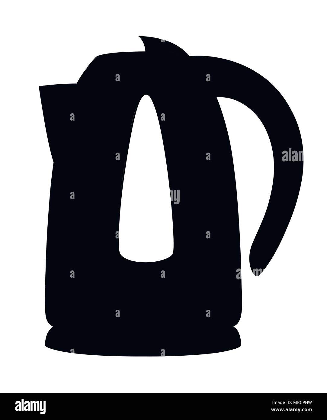 Black silhouette .Illustration of kettle with transparent glass. Electric kettle icon. Vector illustration isolated on white background. Stock Vector