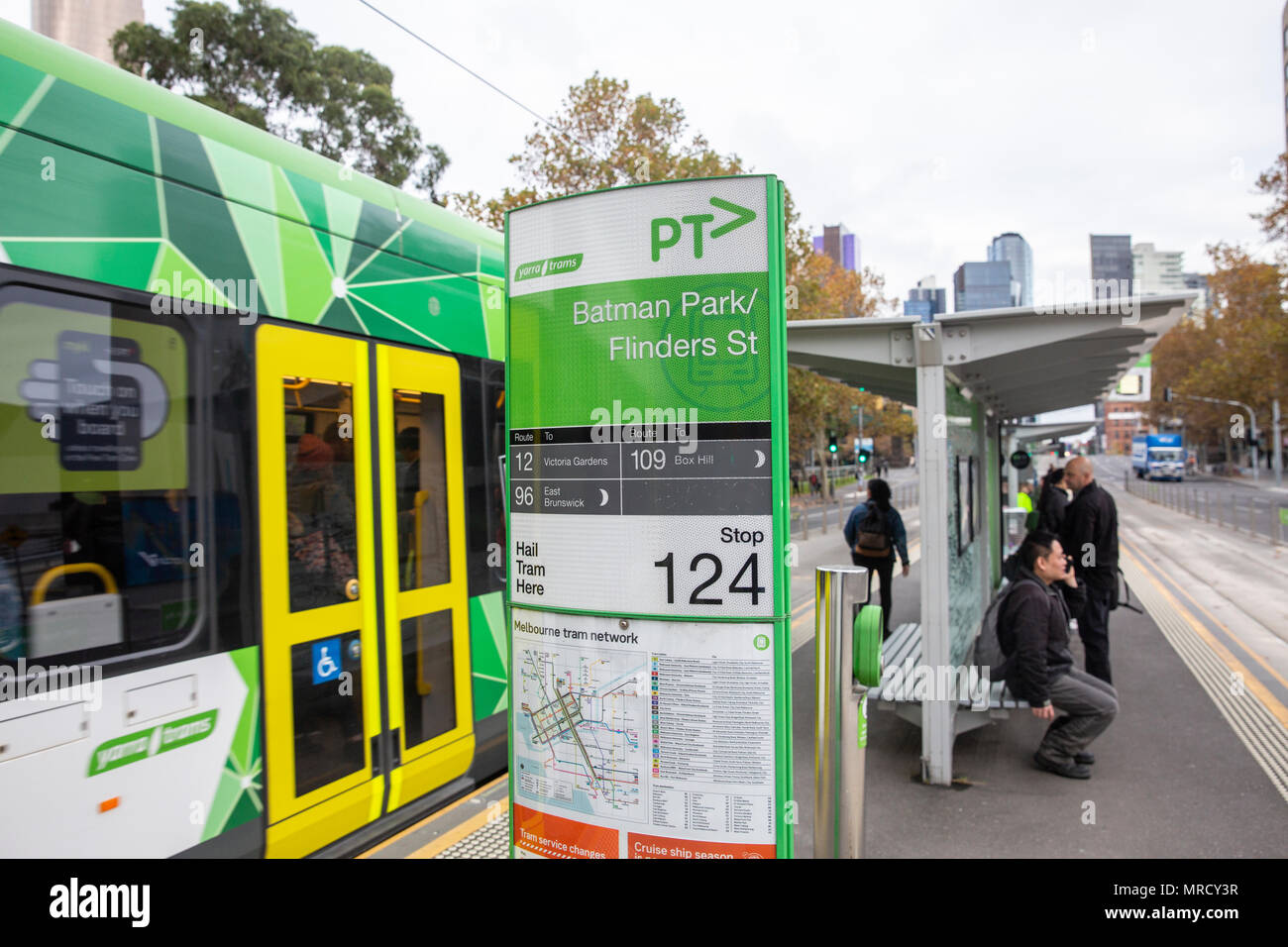 Melbourne tram stop at batman park,Melbourne city centre,Victoria,Australia Stock Photo