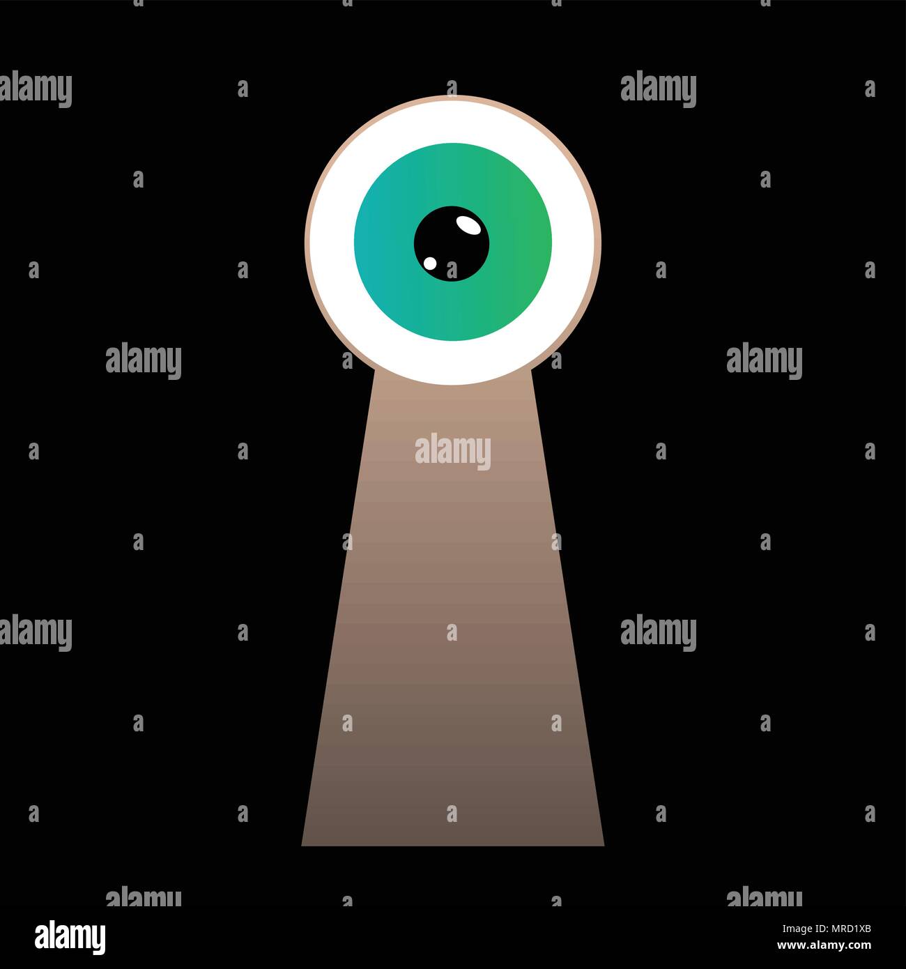 Curios green eye looking through keyhole vector illustration Stock Vector