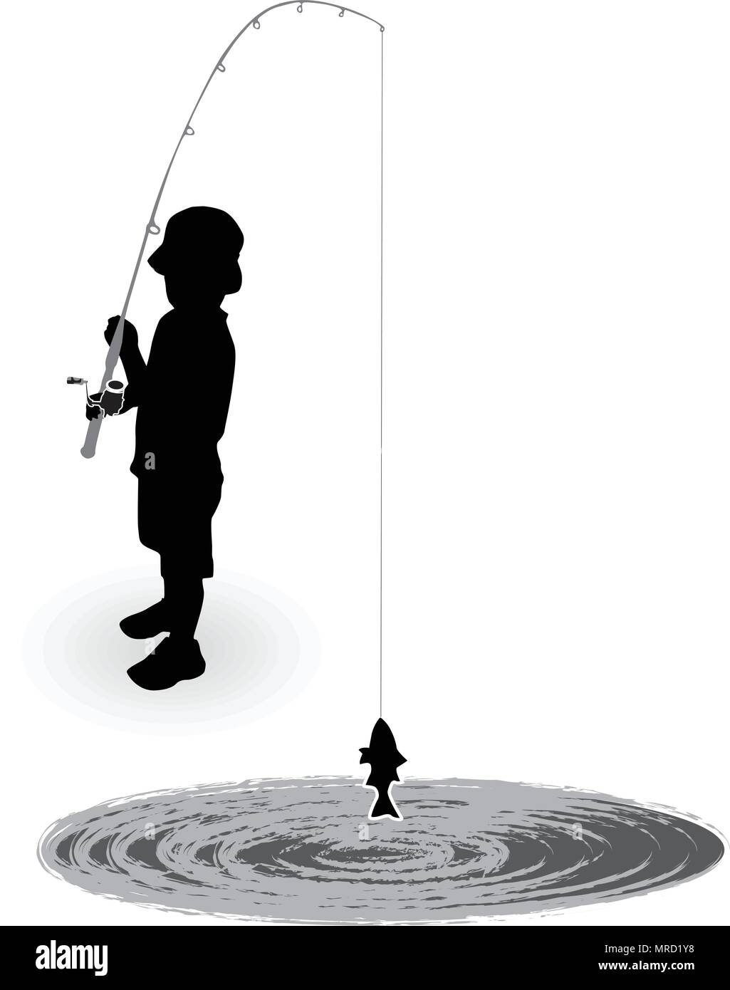 Fisherman Boy Silhouette Vector Illustration Isolated on White Stock Vector  Image & Art - Alamy