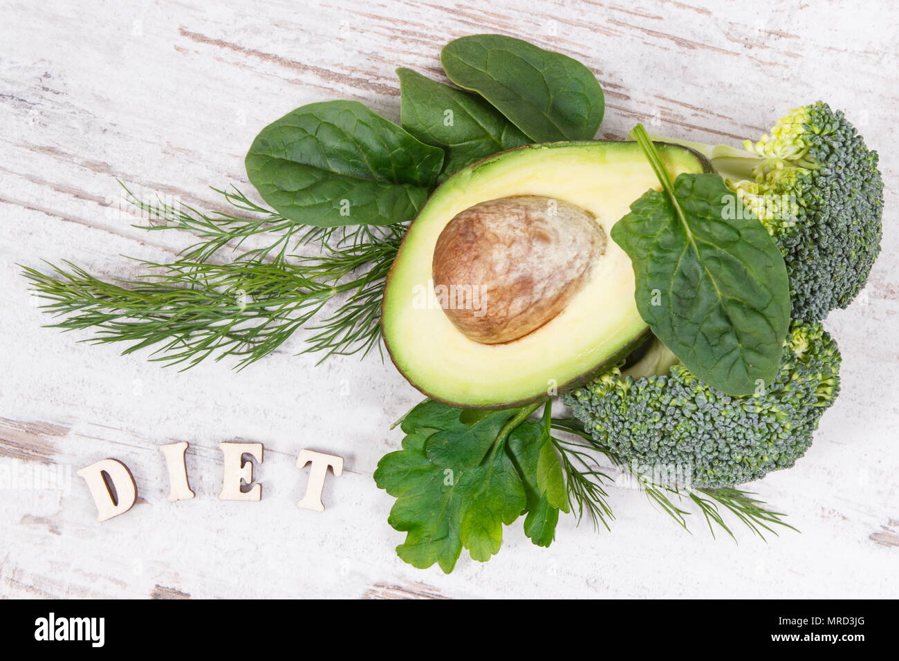 Inscription diet with natural green ingredients or products as source