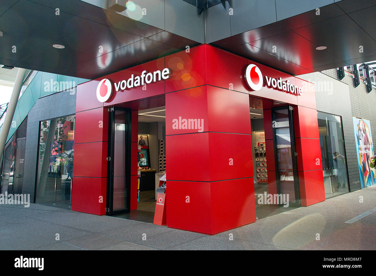 Melbourne, Australia: April 07, 2018: Vodafone Australia or Vodafone Hutchison Australia telecommunications operate the Vodafone brand in Australia. Stock Photo