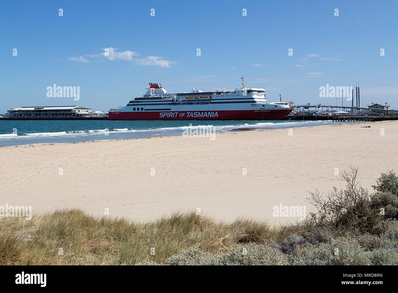 Melbourne, Australia: March 21, 2018: The Spirit of Tasmania an interstate passenger ferry docked at Station Pier in Port Melbourne. Stock Photo
