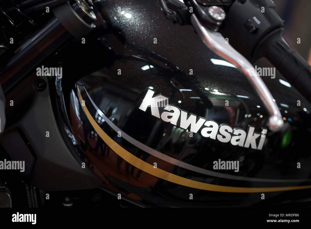 Kawasaki logo on a motorcycle Stock Photo