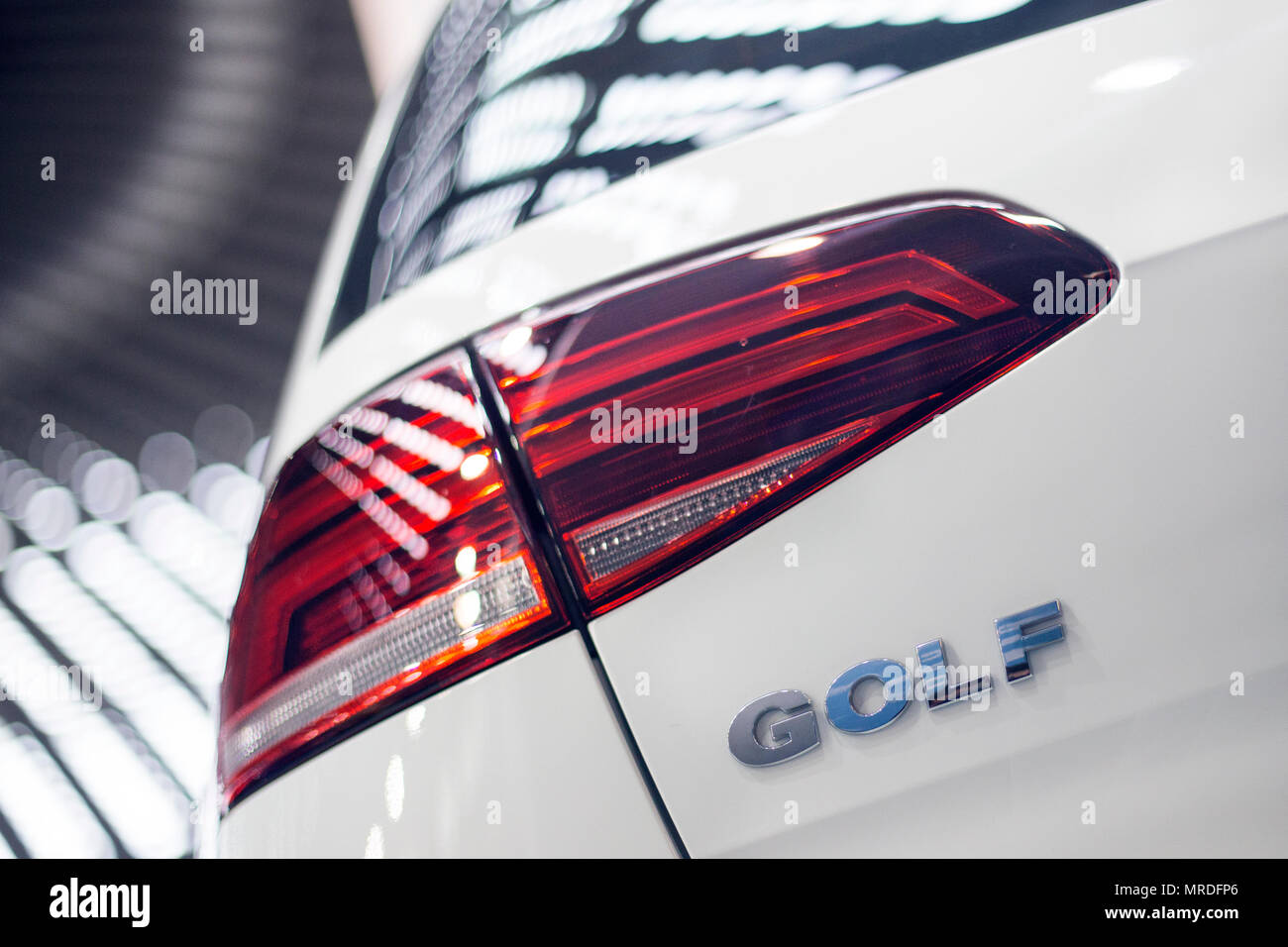 Volkswagen Golf sign on a car Stock Photo