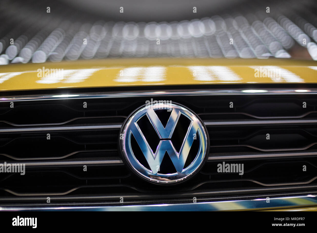 Volkswagen sign on a car Stock Photo