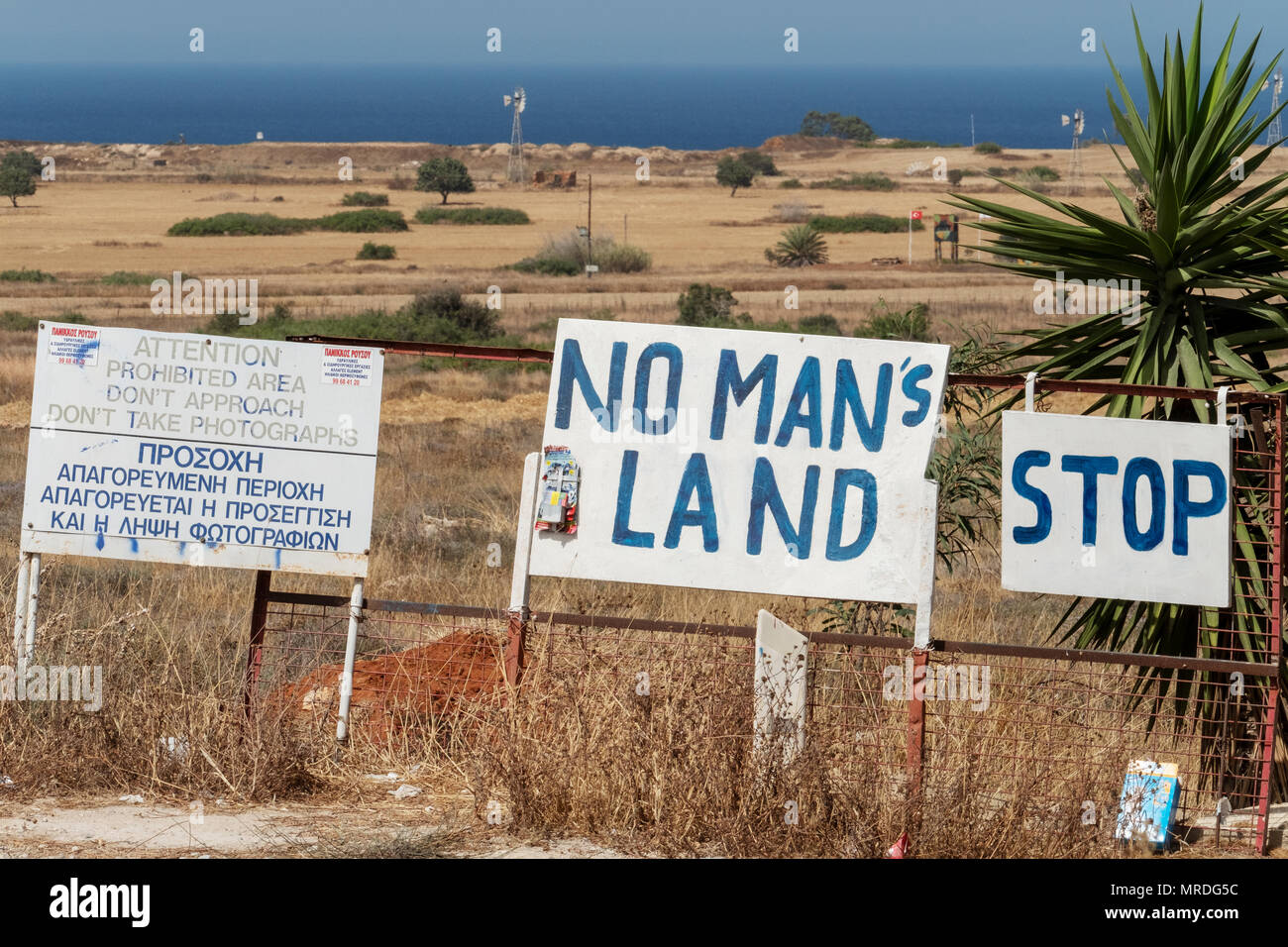 No mans land and restricted area of the UN buffer zone in the green line dividing north and