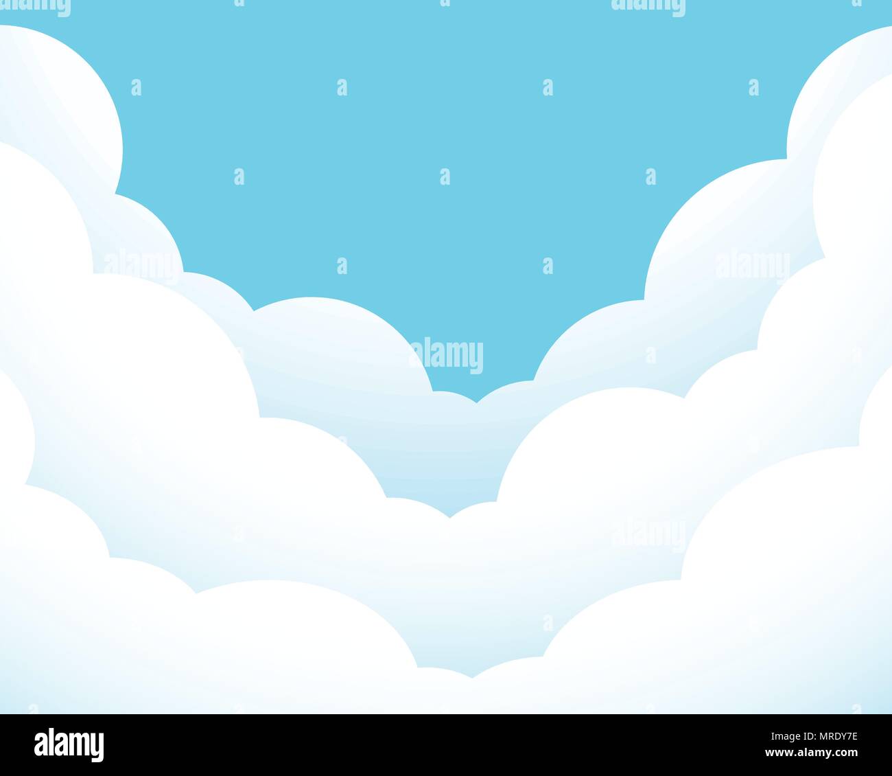 Flat design vector illustration of white clouds on blue sky - with space for your text Stock Vector