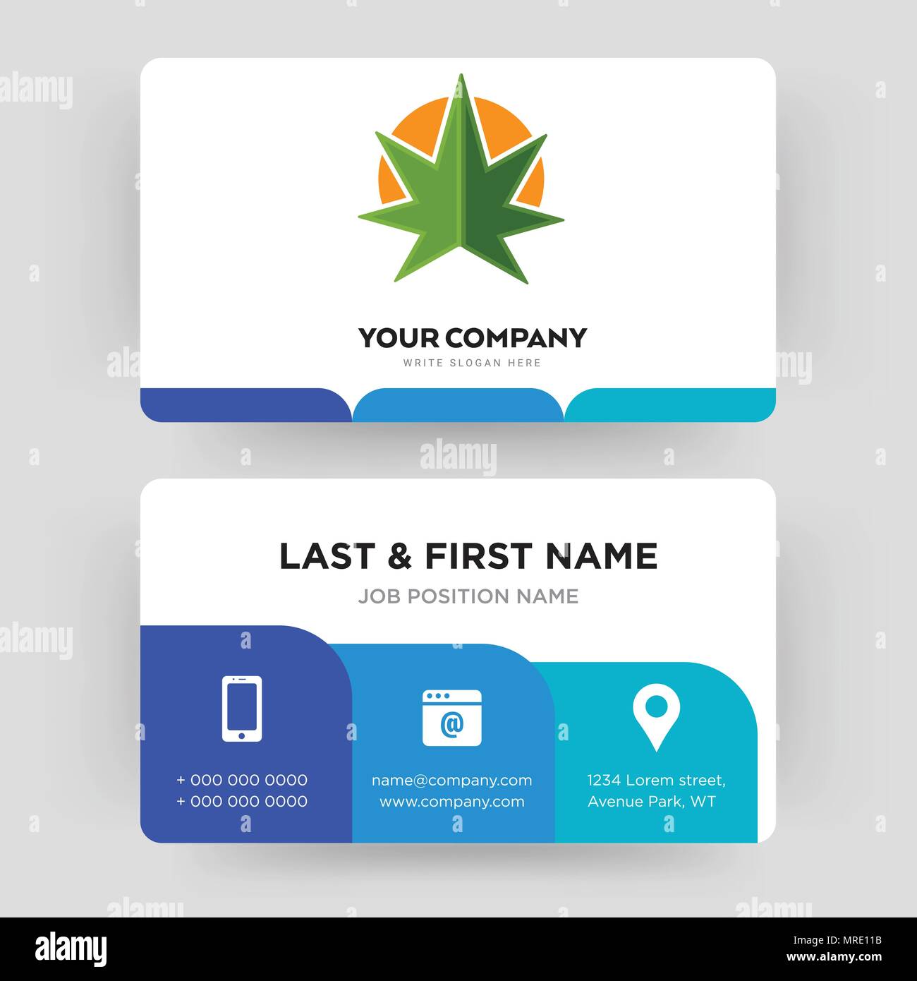 weed leaf, business card design template, Visiting for your company
