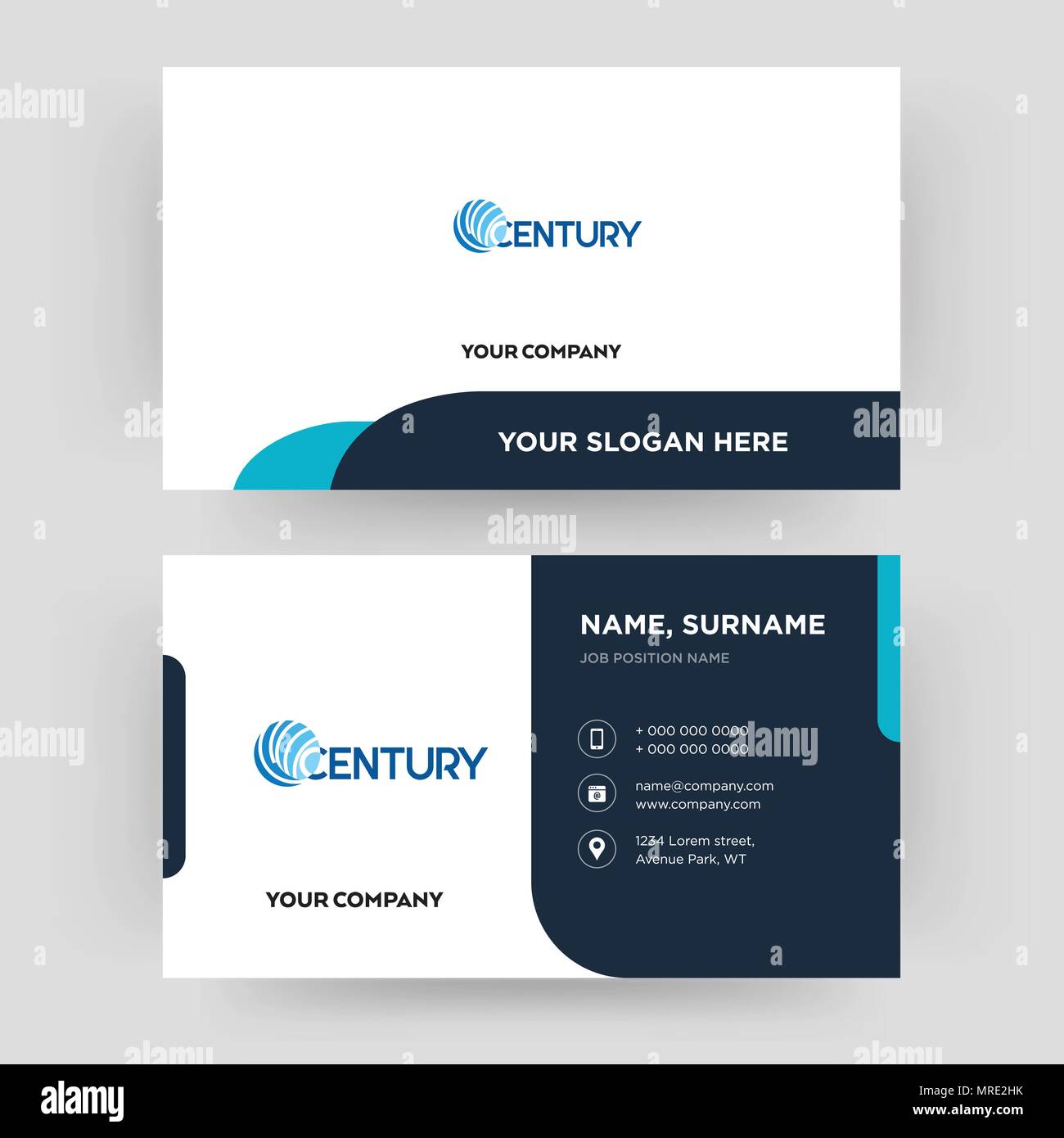 century, business card design template, Visiting for your company, Modern Creative and Clean identity Card Vector Stock Vector