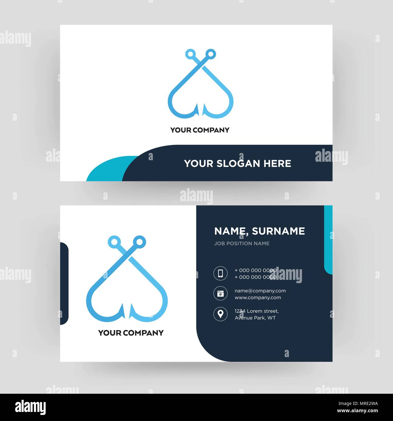 business card fish hook fishing hook, business card design template, Visiting for your company,  Modern Creative and Clean identity Card Vector Stock Vector Image & Art