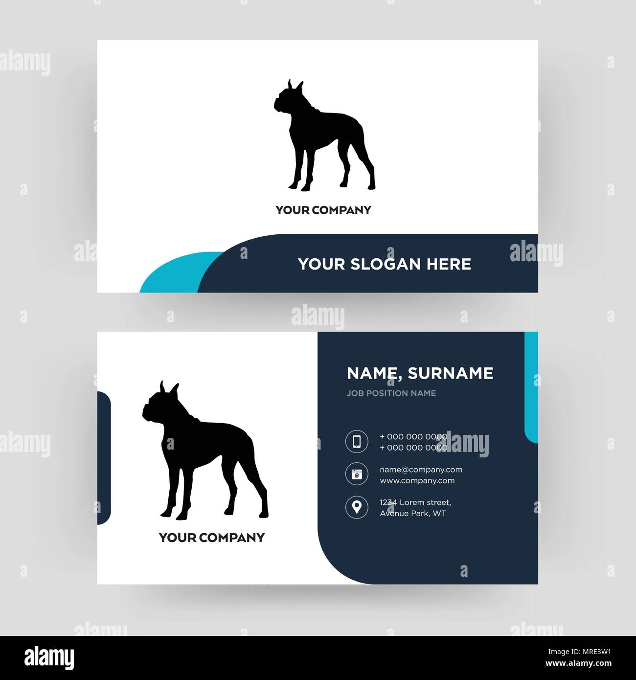 boxer, business card design template, Visiting for your company, Modern Creative and Clean identity Card Vector Stock Vector