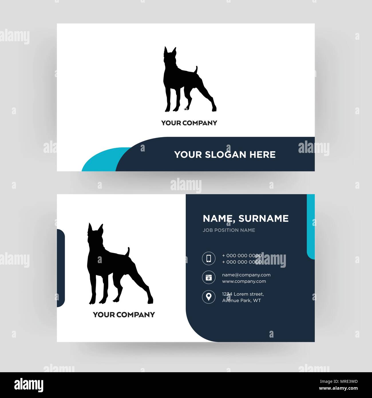 boxer, business card design template, Visiting for your company, Modern Creative and Clean identity Card Vector Stock Vector